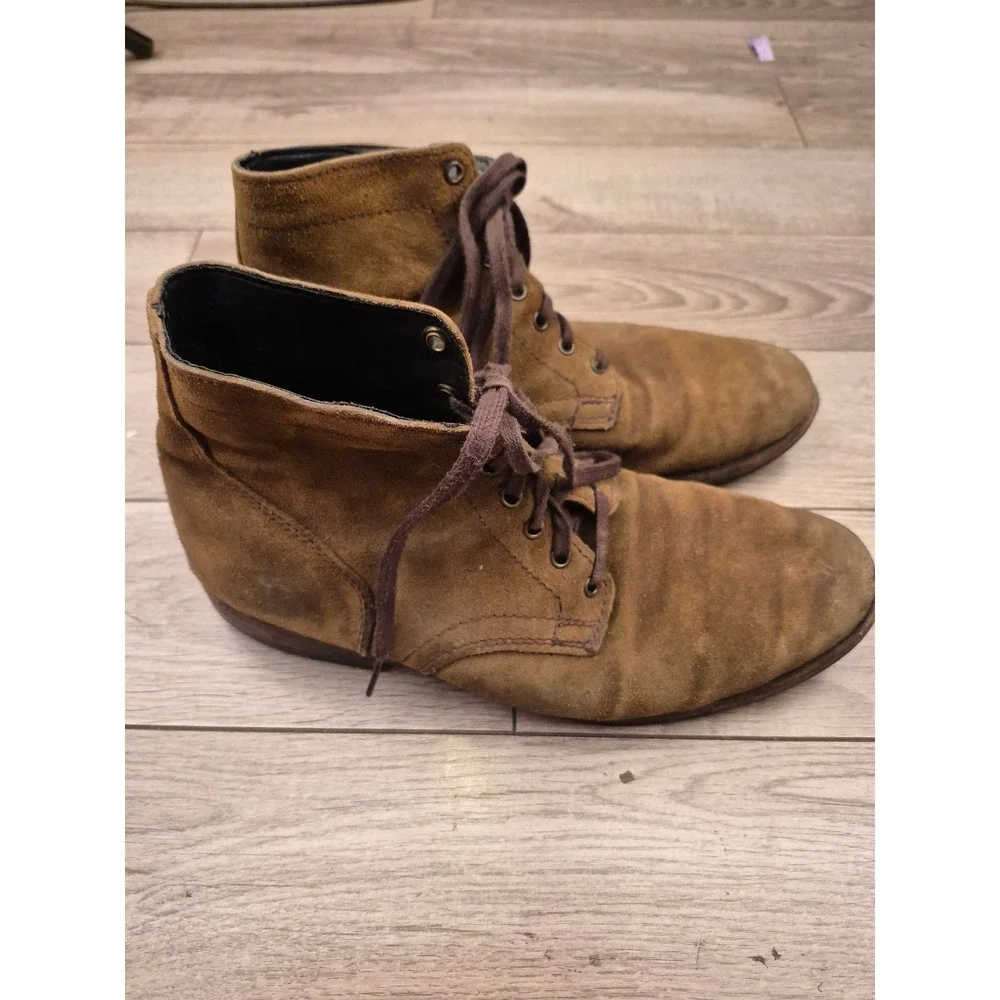 Thursday‎ Boot Co Mens Tan Brown Suede Lace Up President Boots Ankle Sz 8.5